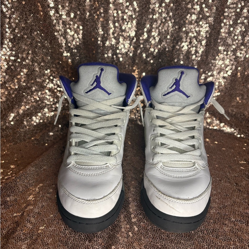 White and Purple Air Jordan Sneakers
